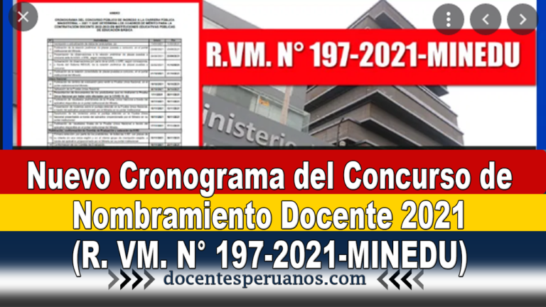 Nuevo Cronograma Del Concurso De Nombramiento Docente 2021 R VM N