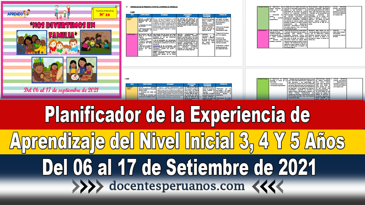 Planificador De La Experiencia De Aprendizaje Del Nivel Inicial Y