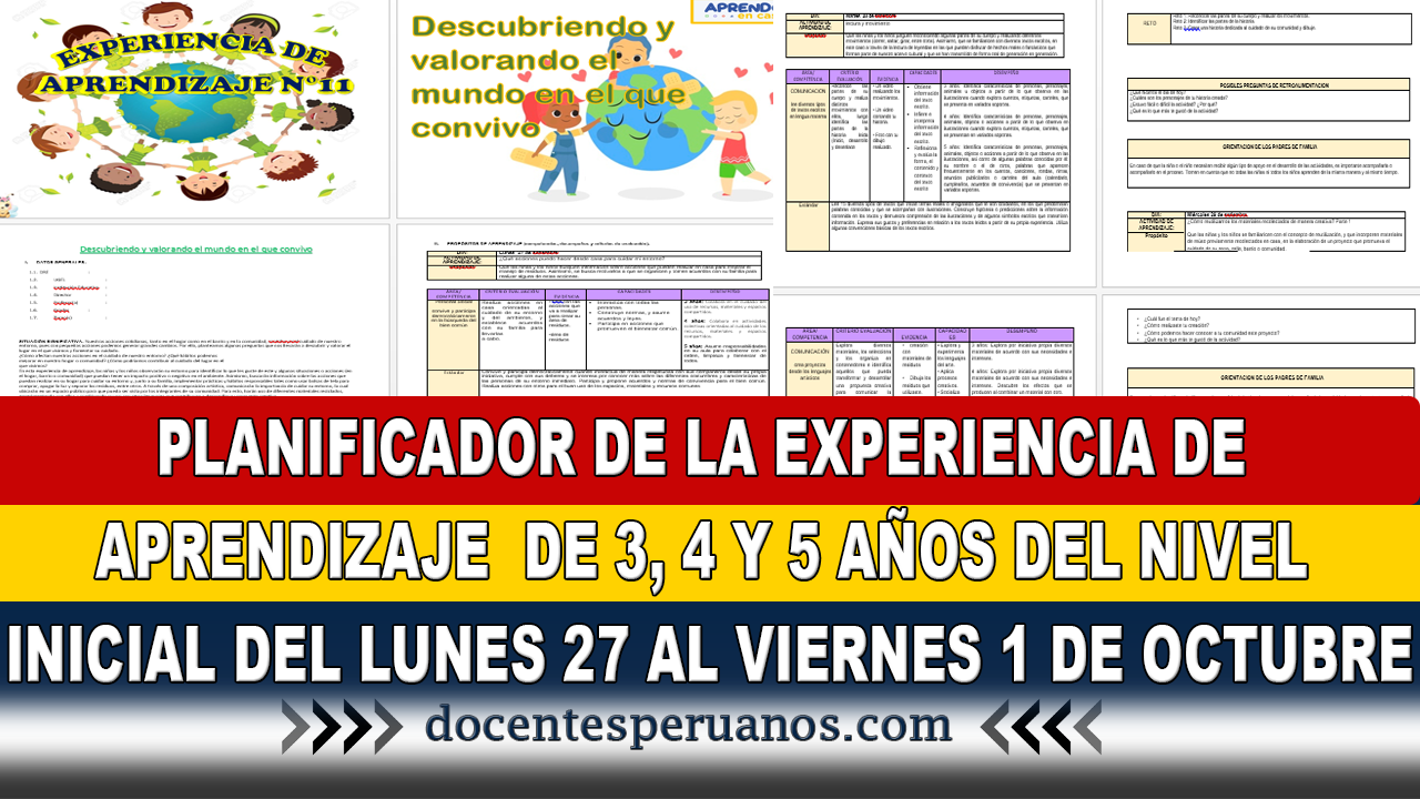 PLANIFICADOR DE LA EXPERIENCIA DE APRENDIZAJE DE 3 4 Y 5 AÑOS DEL