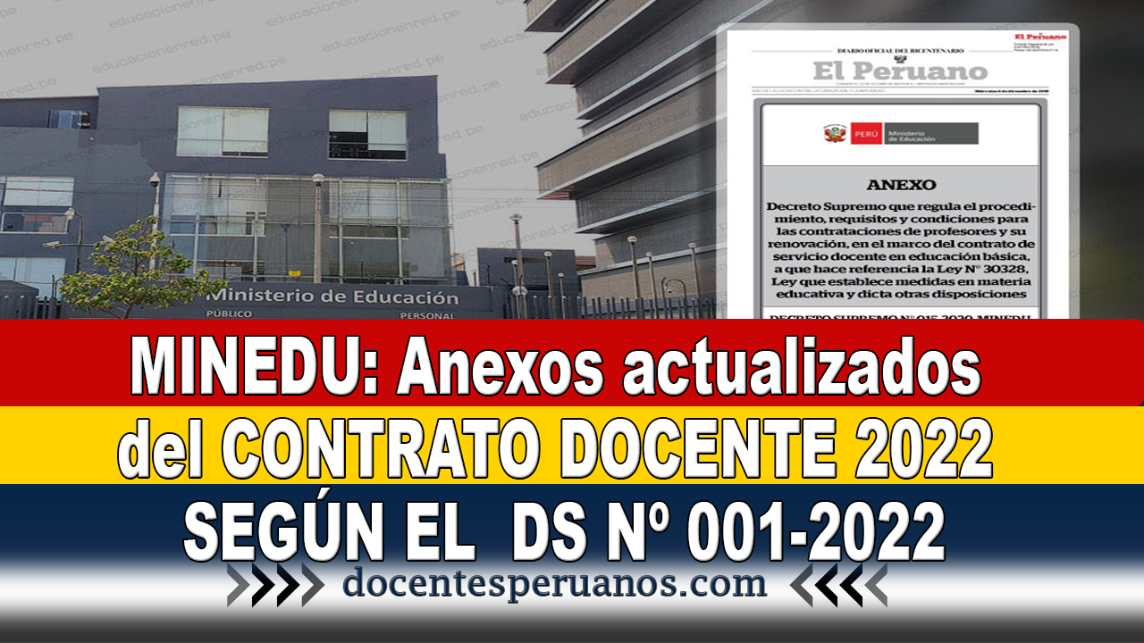 MINEDU Anexos actualizados del CONTRATO DOCENTE 2022 SEGÚN EL DS Nº