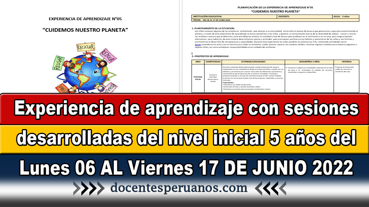 Experiencia De Aprendizaje Con Sesiones Desarrolladas Del Nivel Inicial