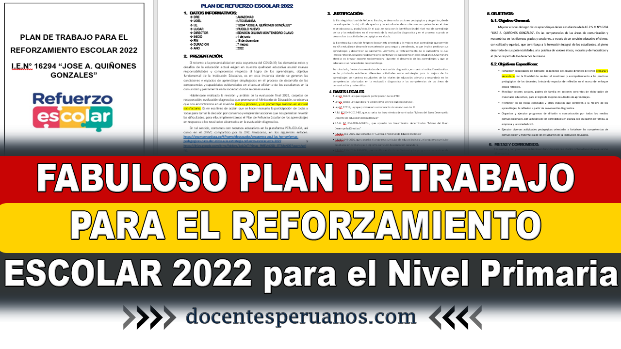 Fabuloso Plan De Trabajo Para El Reforzamiento Escolar Para El