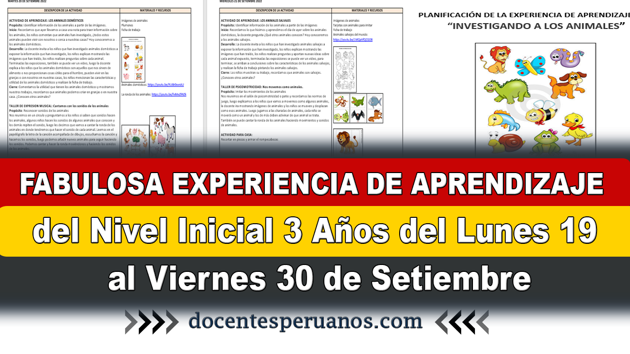 FABULOSA EXPERIENCIA DE APRENDIZAJE del Nivel Inicial 3 Años del Lunes