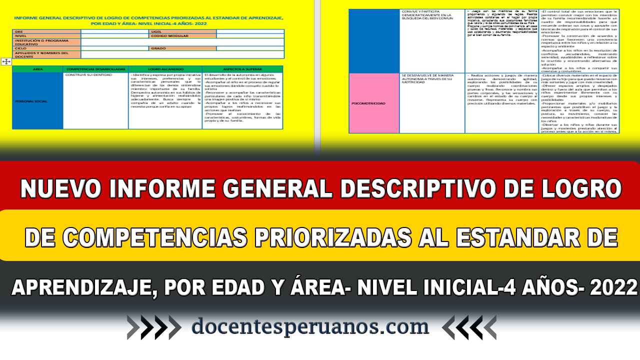 Nuevo Informe General Descriptivo De Logro De Competencias Priorizadas