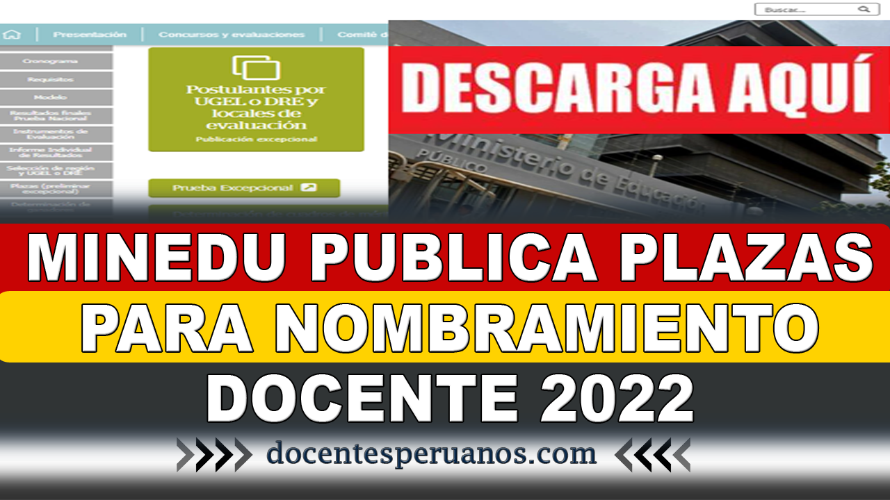 Minedu Publicaci N De Plazas Para Nombramiento Docente Relaci N