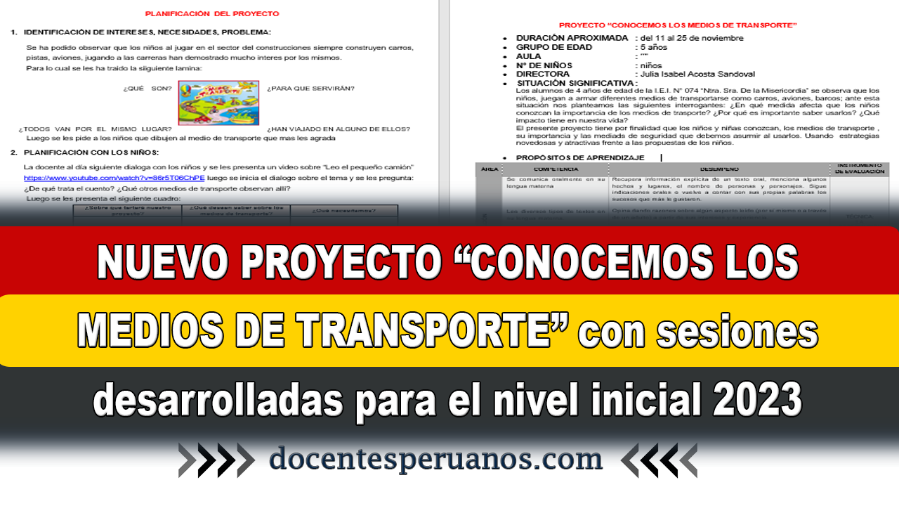 Nuevo Proyecto Conocemos Los Medios De Transporte Con Sesiones