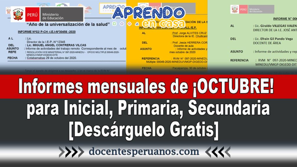 INFORMES MENSUALES DE OCTUBRE APRENDO EN CASA