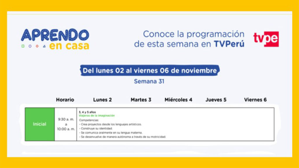 SEMANA 31 PROGRAMACION POR TV Y RADIO NACIONAL APRENDO EN CASA