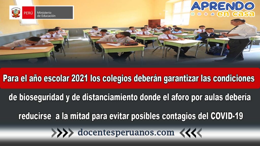 Para el año escolar 2021 los colegios deberán garantizar las condiciones de bioseguridad y de distanciamiento