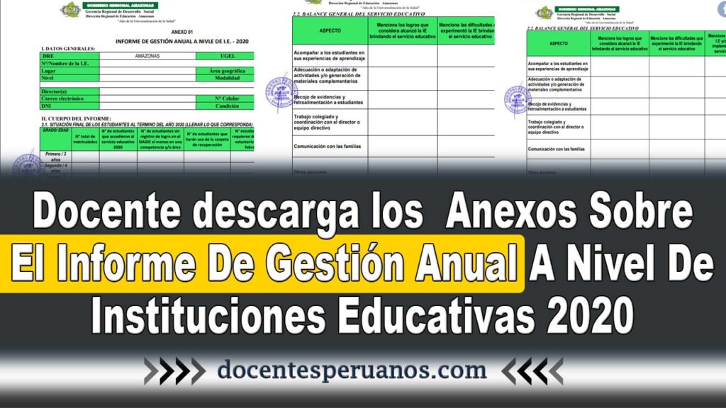 Docente descarga los Anexos Sobre El Informe De Gestión Anual A Nivel De Instituciones Educativas 2020