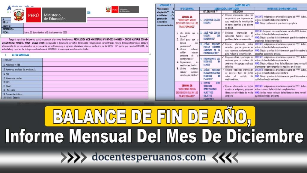 BALANCE DE FIN DE AÑO, Informe Mensual Del Mes De Diciembre