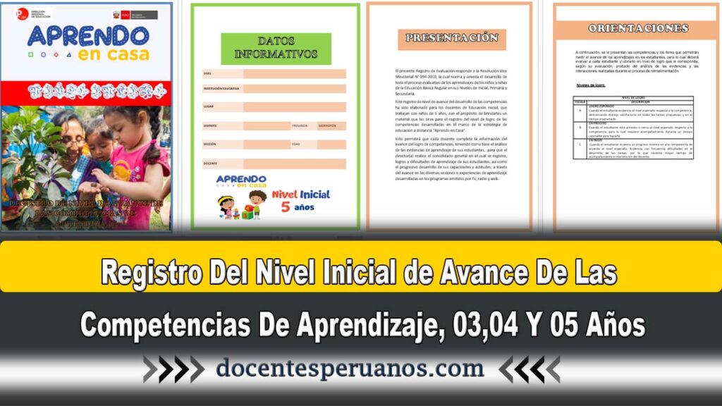 Registro De Nivel De Avance De Las Competencias De Aprendizaje, Todo El Nivel Inicial 03,04 Y 05 Años