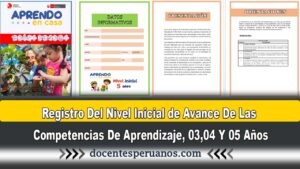 Registro De Nivel De Avance De Las Competencias De Aprendizaje, Todo El Nivel Inicial 03,04 Y 05 Años