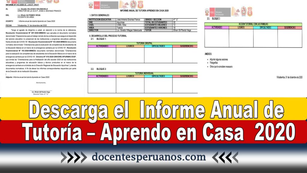 Descarga el Informe Anual de Tutoría – Aprendo en Casa 2020