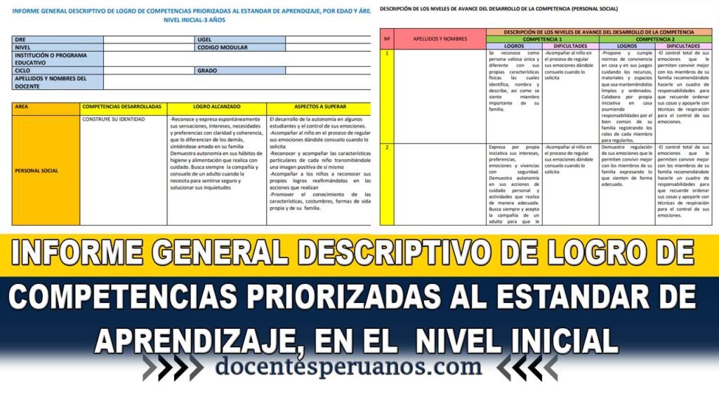 informe general descriptivo de competencias del nivel inicial