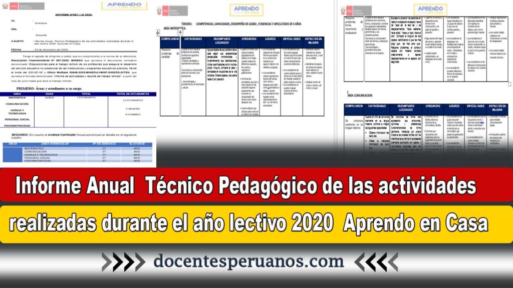 Informe Anual Técnico Pedagógico de las actividades realizadas durante el año lectivo 2020. Aprendo en Casa