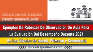 Ejemplos De Rúbricas De Observación De Aula Para La Evaluación Del Desempeño Docente 2021 En Los Niveles de Inicial, Primaria y Secundaria