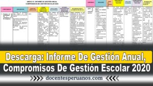 Descarga: Informe De Gestión Anual, Compromisos De Gestión Escolar 2020