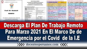 Descarga El Plan De Trabajo Remoto Para Marzo 2021 En El Marco De de Emergencia por el Covid de la I.E