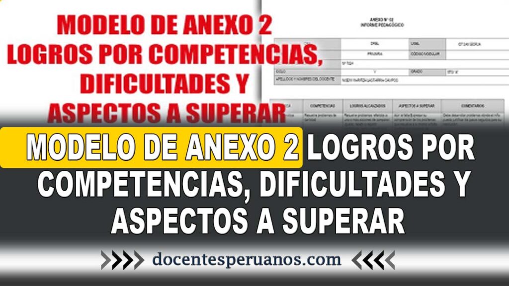 MODELO DE ANEXO 2 LOGROS POR COMPETENCIAS, DIFICULTADES Y ASPECTOS A SUPERAR