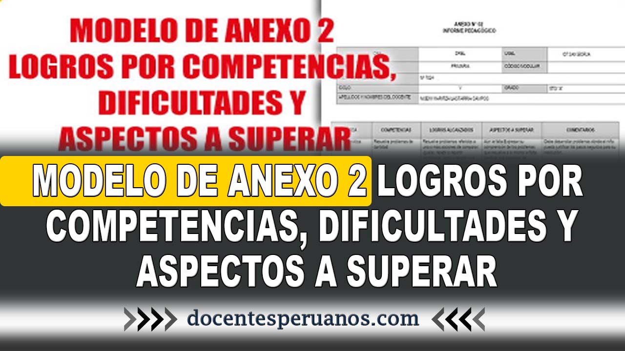 ▷ MODELO DE ANEXO 2 LOGROS POR COMPETENCIAS, DIFICULTADES Y ASPECTOS A  SUPERAR ✓