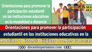 Orientaciones para promover la participación estudiantil en las instituciones educativas en la modalidad a distancia dirigidas docentes tutoras/es