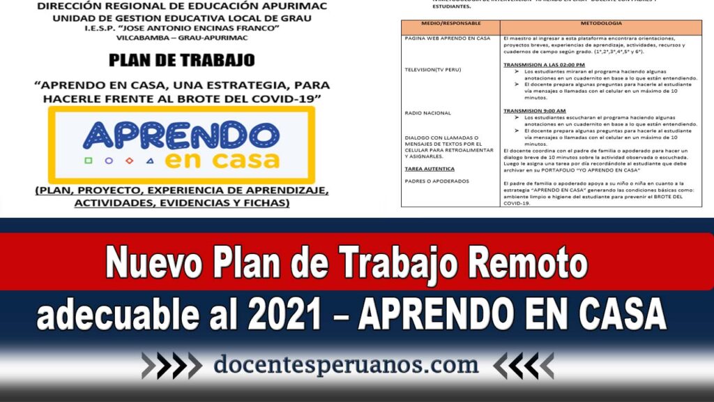 Nuevo Plan De Trabajo Remoto Adecuable Al 2021 Aprendo En Casa 5394