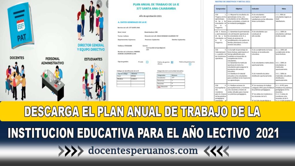 DESCARGA EL PLAN ANUAL DE TRABAJO DE LA INSTITUCION EDUCATIVA PARA EL AÑO LECTIVO 2021