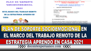 PLAN DE SOPORTE SOCIOEMOCIONAL EN EL MARCO DEL TRABAJO REMOTO DE LA ESTRATEGIA APRENDO EN CASA 2021