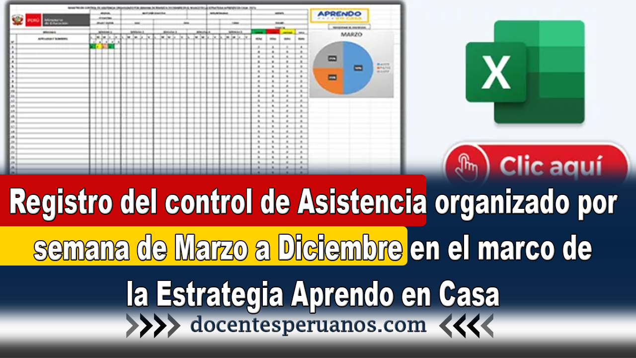 Control De Asistencia Organizado Por Semana De Marzo A Diciembre