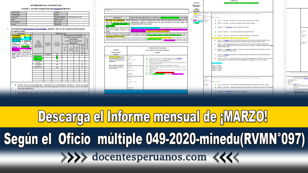 Descarga el Informe mensual de ¡MARZO! Según el Formato 1 de Oficio