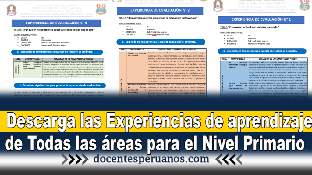 Descarga las Experiencias de aprendizaje de Todas las áreas para el Nivel Primario