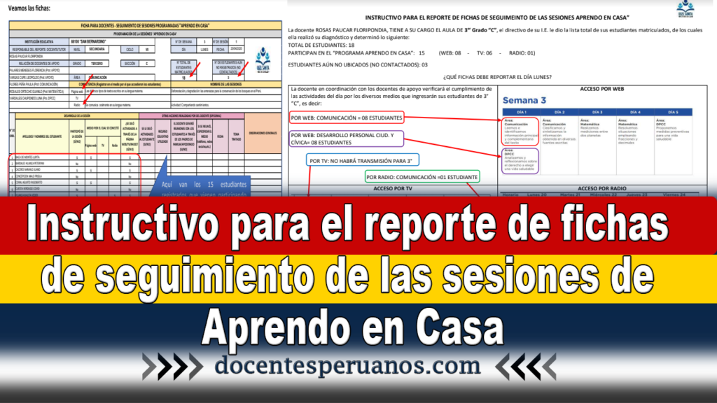 Instructivo para el reporte de fichas de seguimiento de las sesiones de Aprendo en Casa