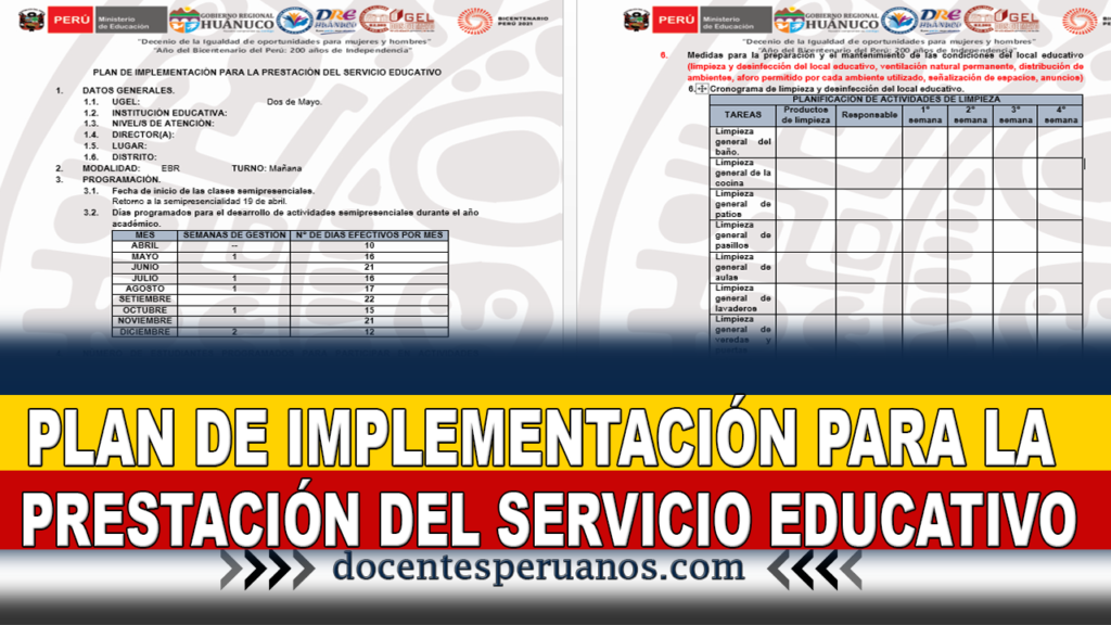 PLAN DE IMPLEMENTACIÓN PARA LA PRESTACIÓN DEL SERVICIO EDUCATIVO