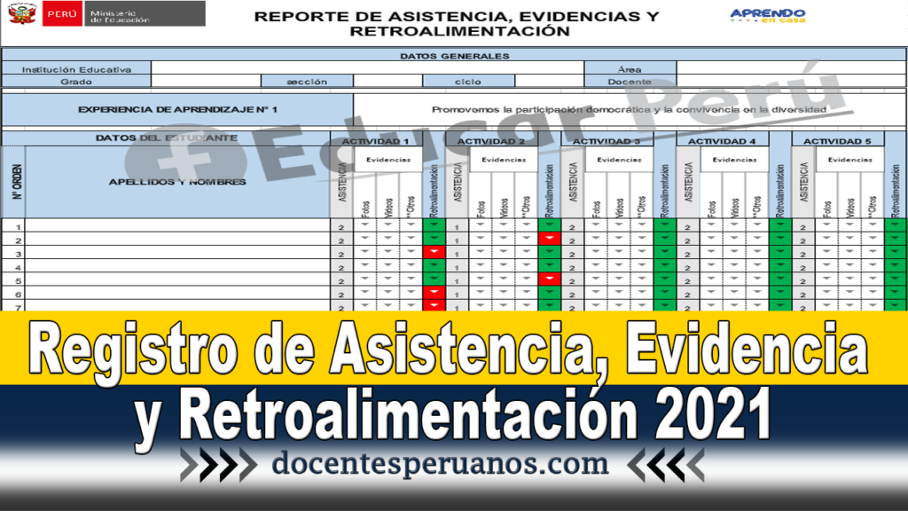 Registro de Asistencia, Evidencia y Retroalimentación 2021