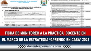 FICHA DE MONITOREO A LA PRÁCTICA DOCENTE EN EL MARCO DE LA ESTRATEGIA “APRENDO EN CASA” 2021