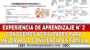 EXPERIENCIA DE APRENDIZAJE N° 2 CONOCEMOS ACTIVIDADES PARA MEJORAR LA CONVIENCIA EN FAMILIA