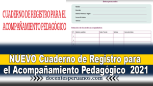 NUEVO Cuaderno de Registro para el Acompañamiento Pedagógico 2021