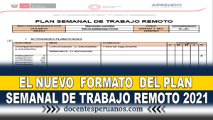 EL NUEVO FORMATO DEL PLAN SEMANAL DE TRABAJO REMOTO 2021