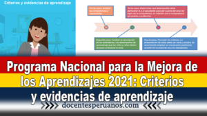 Programa Nacional para la Mejora de los Aprendizajes 2021: Criterios y evidencias de aprendizaje