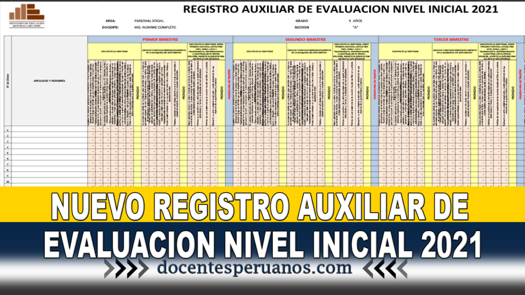 NUEVO REGISTRO AUXILIAR DE EVALUACION NIVEL INICIAL 2021