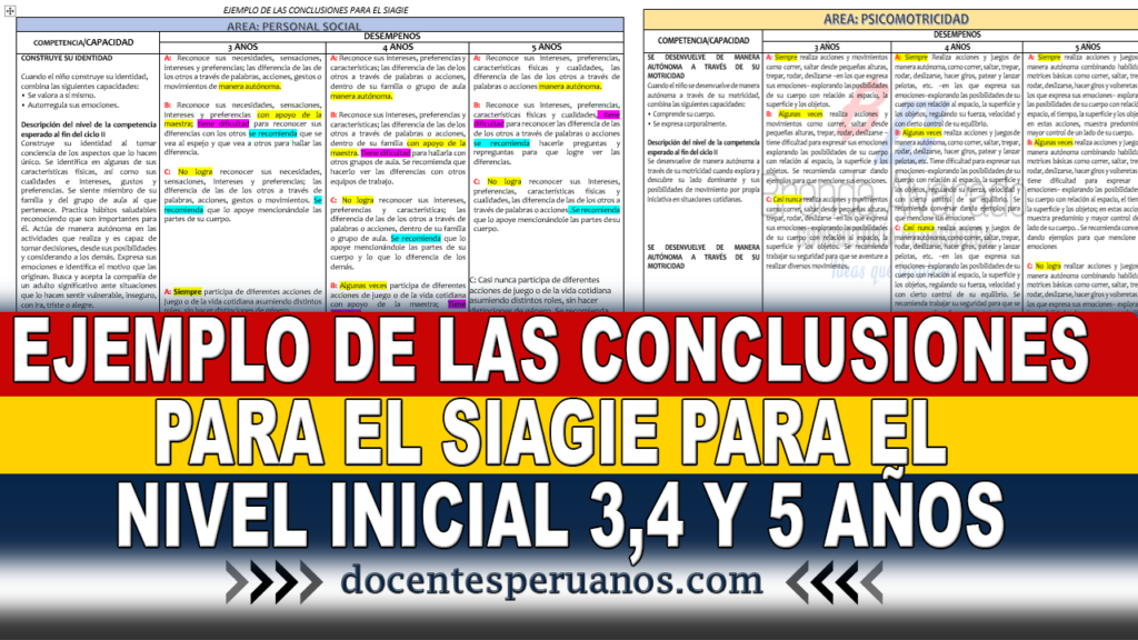 EJEMPLO DE LAS CONCLUSIONES PARA EL SIAGIE PARA EL NIVEL INICIAL 3,4 Y 5 AÑOS