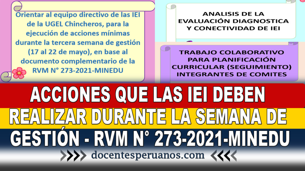 ACCIONES QUE LAS IEI DEBEN REALIZAR DURANTE LA SEMANA DE GESTIÓN - RVM N° 273-2021-MINEDU