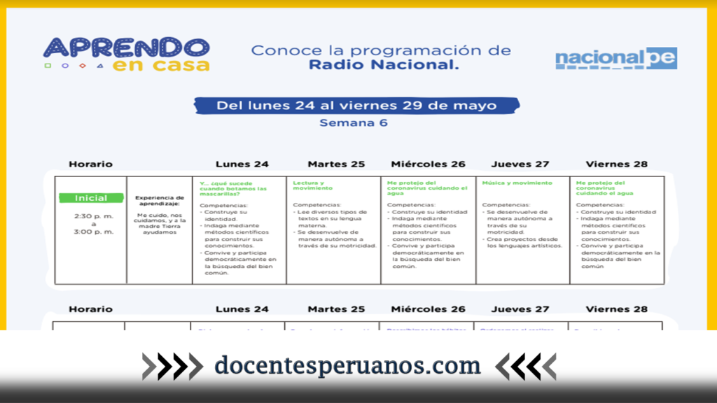 Programación Radio y TV SEMANA 06 Del 24 al 28 de Mayo 2021