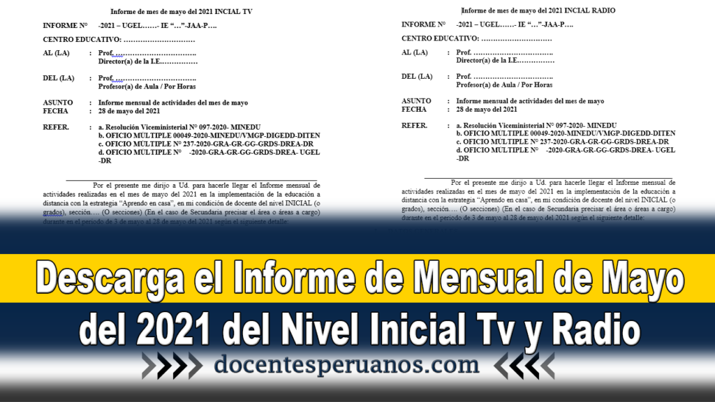 Descarga el Informe de Mensual de Mayo del 2021 del Nivel Inicial Tv y Radio