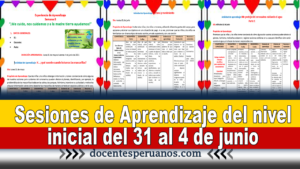 Sesiones de Aprendizaje del nivel inicial del 31 al 4 de junio