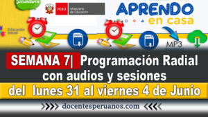 SEMANA 7| Minedu publica la 【Programación Radial】, con audios y sesiones radiales del ➜ lunes 31 al viernes 4 de Junio