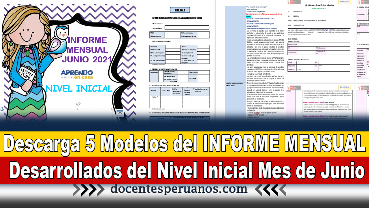 Descarga Los 5 Modelos Nuevos Del Informe Mensual Del Nivel Inicial Mes De Junio 5015