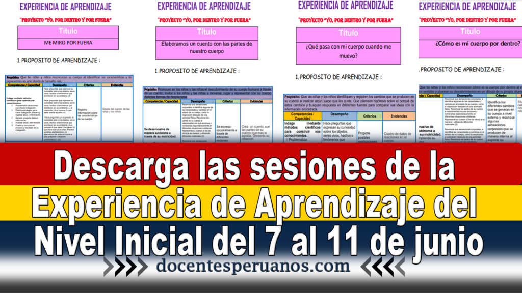 Descarga las sesiones de la Experiencia de Aprendizaje del Nivel Inicial del 7 al 11 de junio