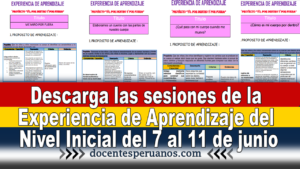 Descarga las sesiones de la Experiencia de Aprendizaje del Nivel Inicial del 7 al 11 de junio